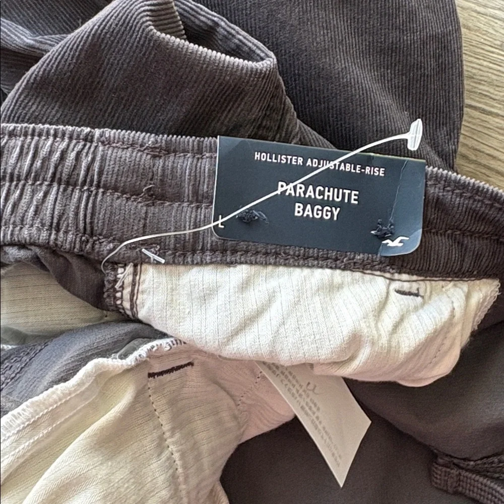 Hollister Corduroy Adjustable Rise Parachute Baggy Jogger Pants Size Large NWT - Picture 7 of 12